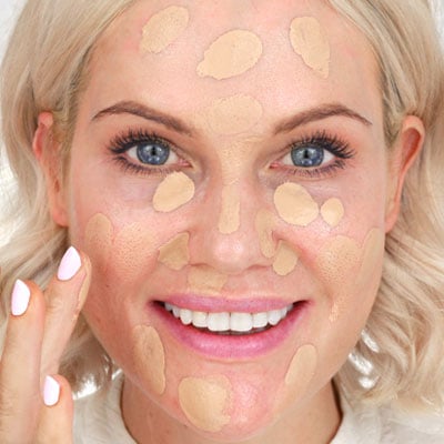 Dot the foundation over face, focus on T-Zone & areas needing more cover