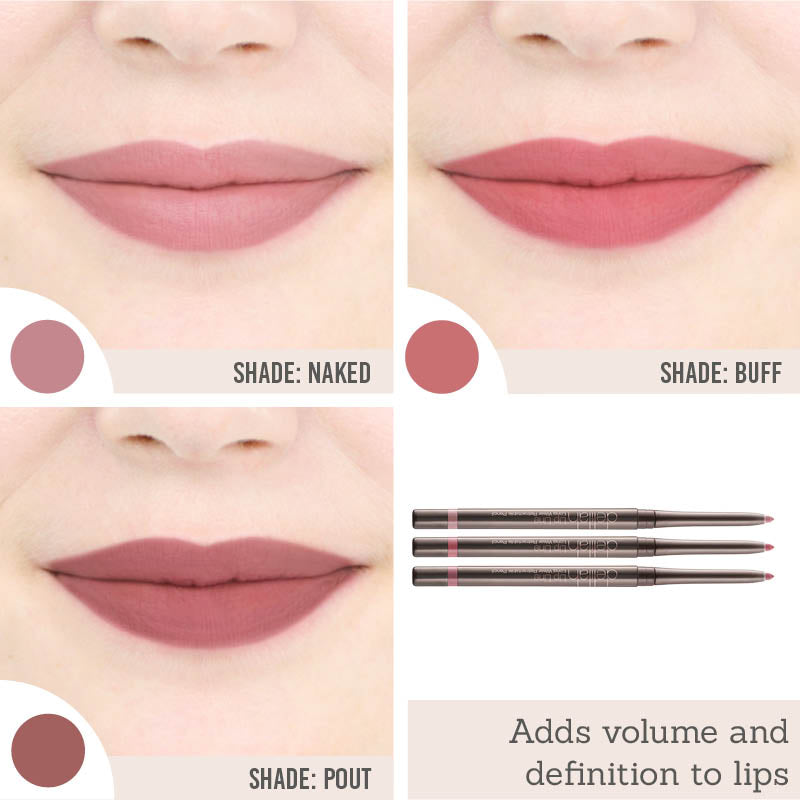 Delilah Delilah Long Wear Retractable Lip Liner in Naked, Buff & Pout