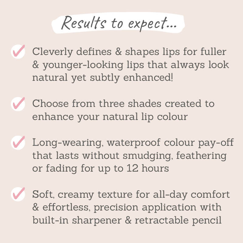 Delilah Long Wear Retractable Lip Liner in Naked, Buff & Pout results