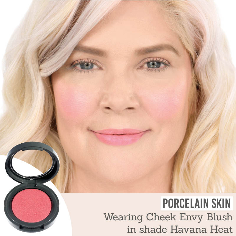Dome Cheek Envy Blush in shade Havana Heat results on porcelain skin