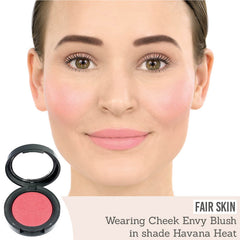 Dome Cheek Envy Blush in shade Havana Heat results on fair skin