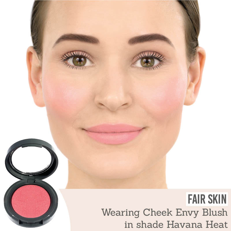Dome Cheek Envy Blush in shade Havana Heat results on fair skin