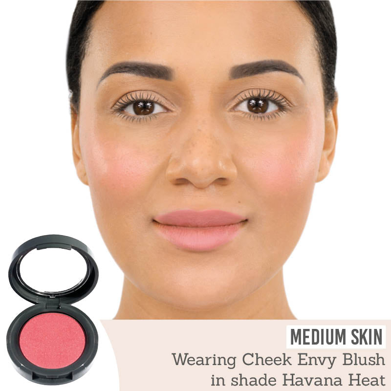 Dome Cheek Envy Blush in shade Havana Heat results on medium skin