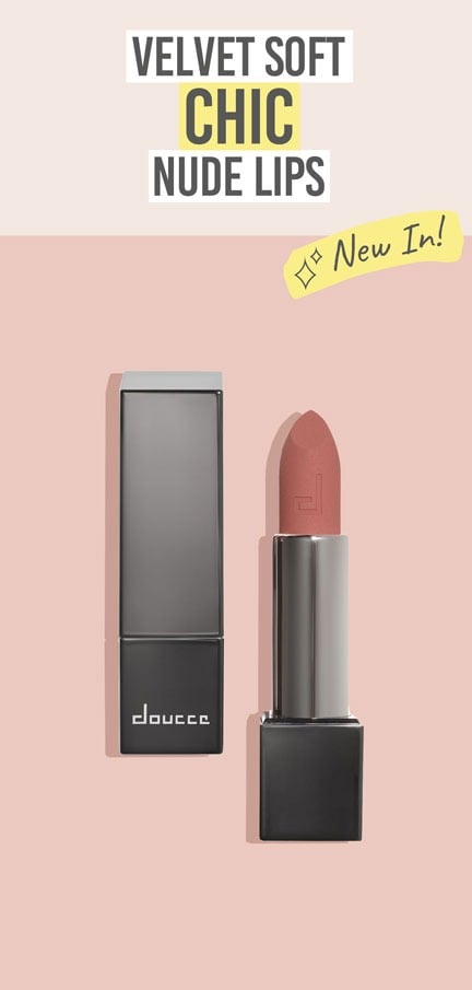 Doucce Matte Temptation Lipstick in shade 'Follow Me' - Beauty and the Boutique - Velvet-soft chic nude lips
