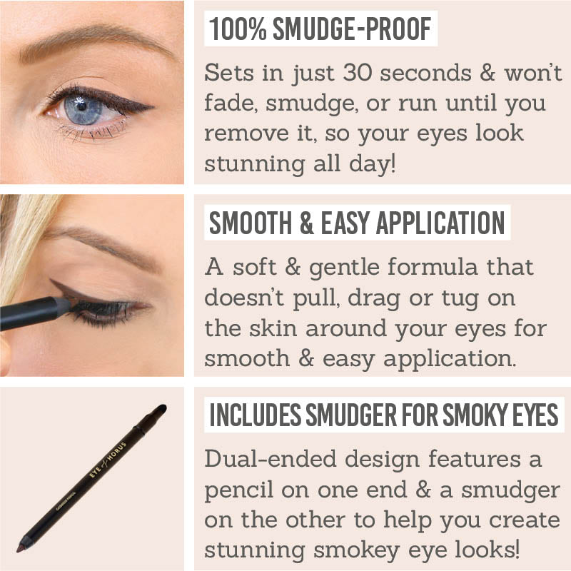 Eye of Horus Goddess Eyeliner Pencil - Key Benefits: 100% smudge-proof, smooth & easy application, includes smudger for smoky eyes