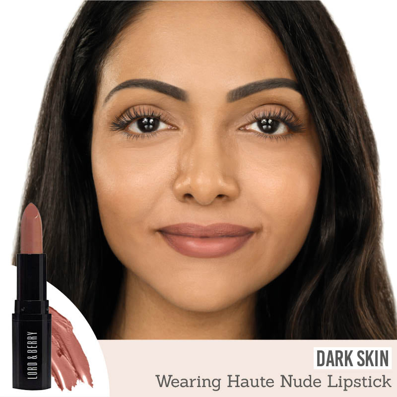 Lord & Berry ABSOLUTE Lipstick in shade 'Haute Nude' on dark skin