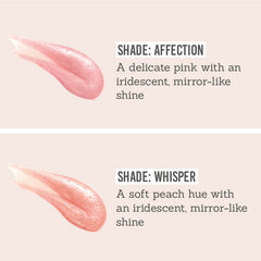 Nude Envie Lip Gloss in Affection & Whisper shade descriptions