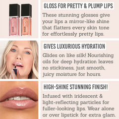 Nude Envie Lip Gloss in Affection & Whisper - Key Benefits: gloss for pretty & plump lips, gives luxurious hydration, high-shine stunning finish 