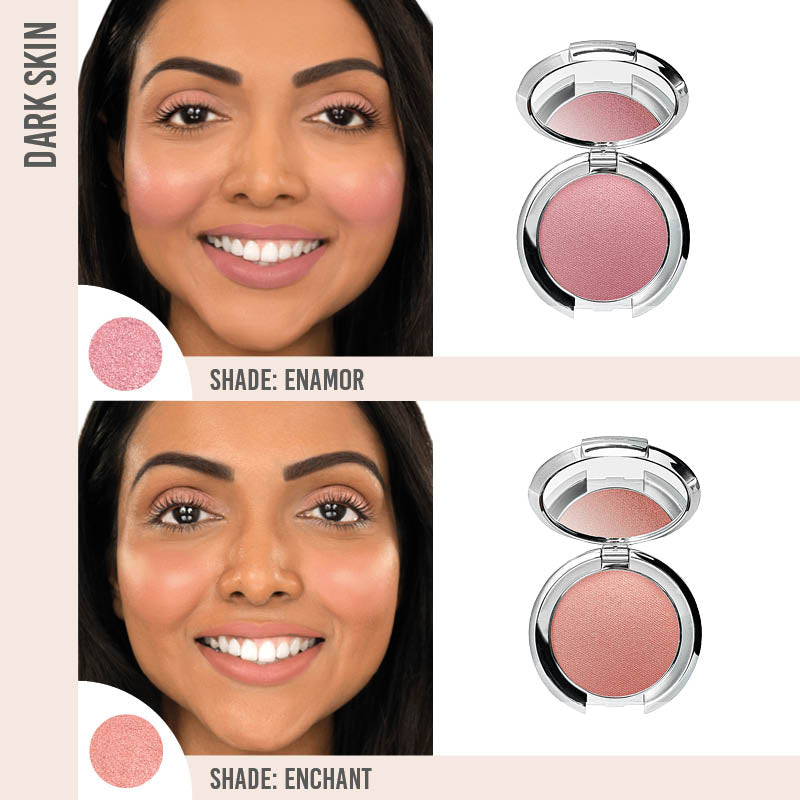 Nude Envie Powder Blush in Enamor and Enchant on dark skin