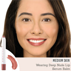 Ruby Hammer Deep Nude Lip Serum Balm on medium skin
