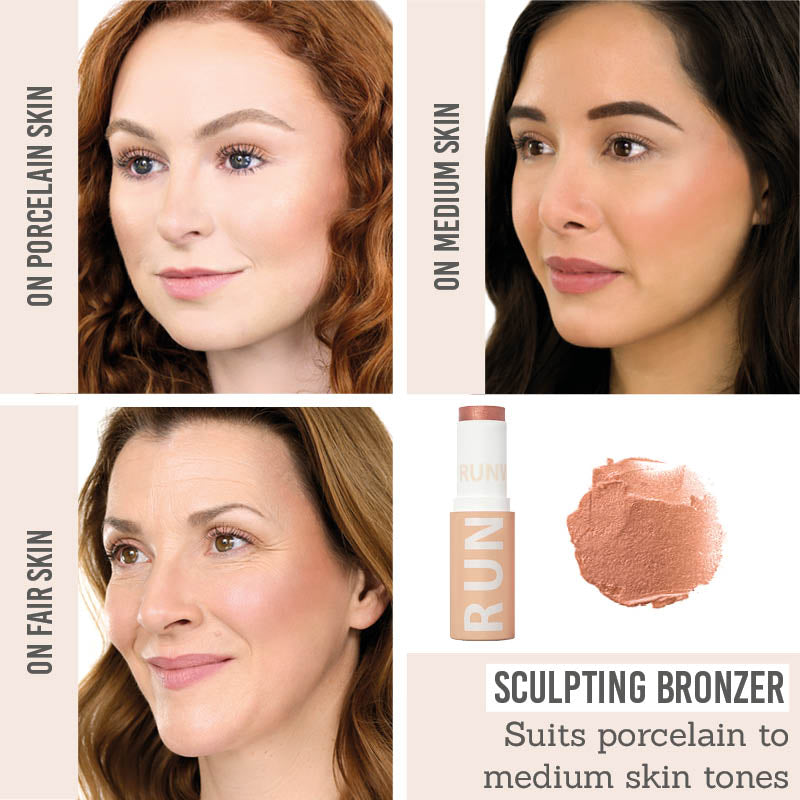 Runway Room Cosmetics Mineral Rose Bronze Cream Stick on different skin tones