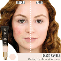 SOSU Cosmetics CC Me In SPF45 Foundation on porcelain skin