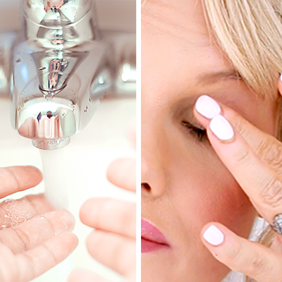 Gently massage lashes with warm water using your fingers