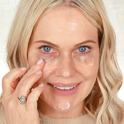For best results, first apply skincare to your under-eye & face